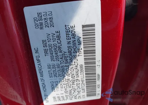 2020 Acura Rdx A-Spec z USA, uszkodzony, nr VIN 5J8TC2H61LL035689